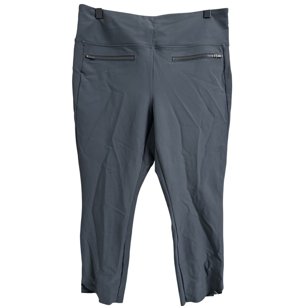 Athleta Headliner Crop Pants Women LP Gray High Rise Zip Pocket Stretch Athletic